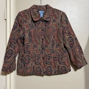 Koret Women’s Blazer Multicolor Floral Tapestry Cottagecore Art Boho